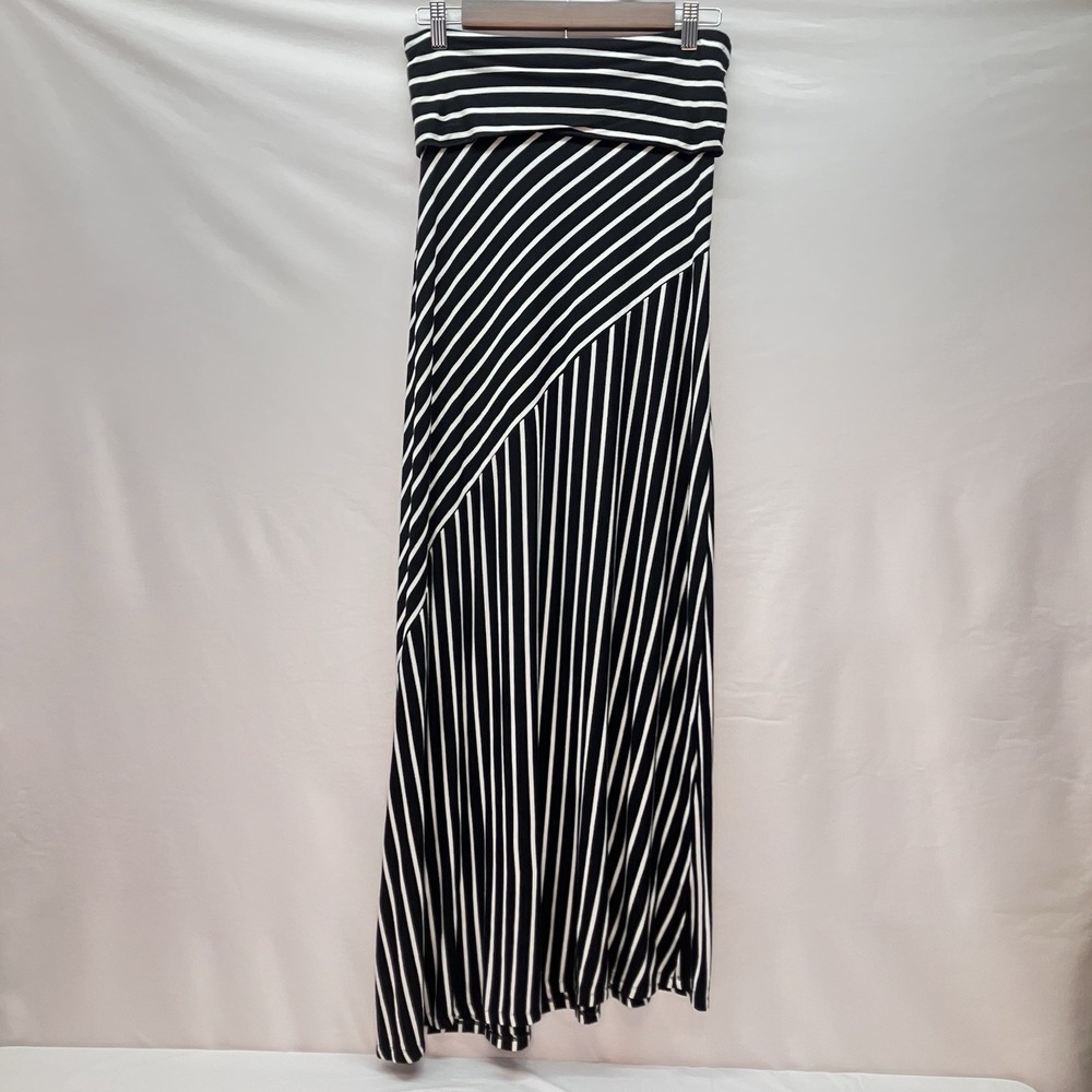 MIK Womens Black White‎ Striped Strapless Stretchy Midi Summer Dress Size S